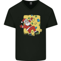 Rock Climbing Santa Funny Christmas Climber Mens V-Neck Cotton T-Shirt Black