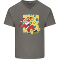 Rock Climbing Santa Funny Christmas Climber Mens V-Neck Cotton T-Shirt Charcoal