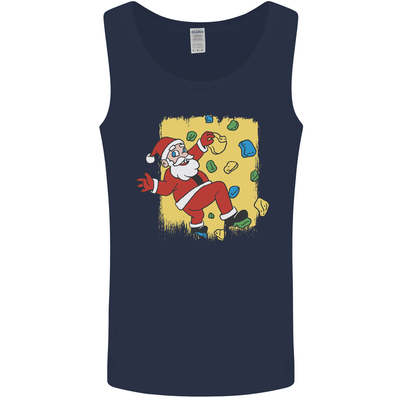 Rock Climbing Santa Funny Christmas Climber Mens Vest Tank Top Navy Blue