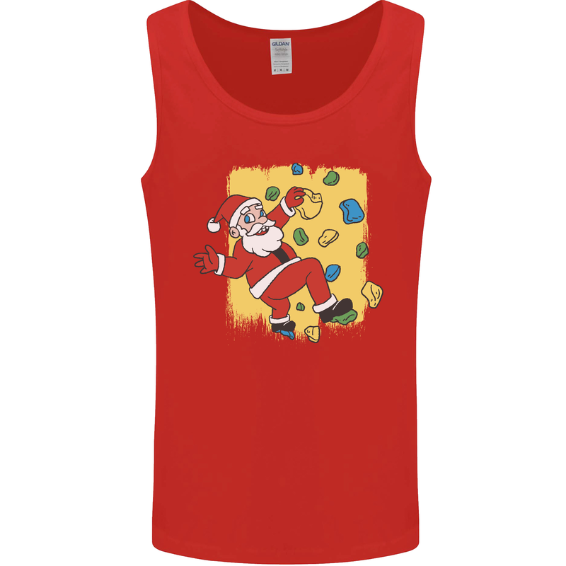 Rock Climbing Santa Funny Christmas Climber Mens Vest Tank Top Red