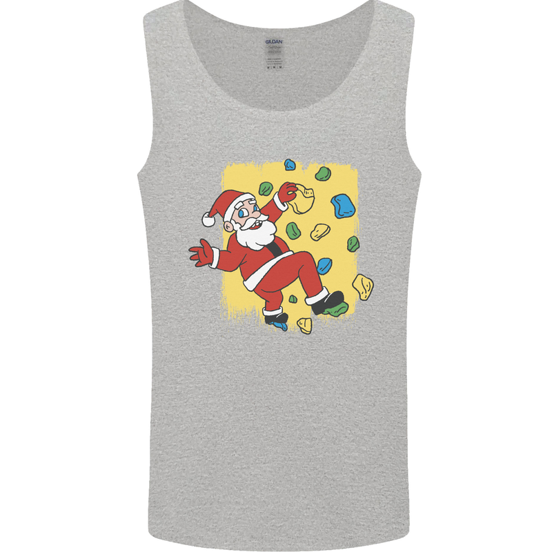 Rock Climbing Santa Funny Christmas Climber Mens Vest Tank Top Sports Grey