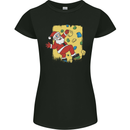 Rock Climbing Santa Funny Christmas Climber Womens Petite Cut T-Shirt Black