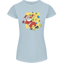 Rock Climbing Santa Funny Christmas Climber Womens Petite Cut T-Shirt Light Blue