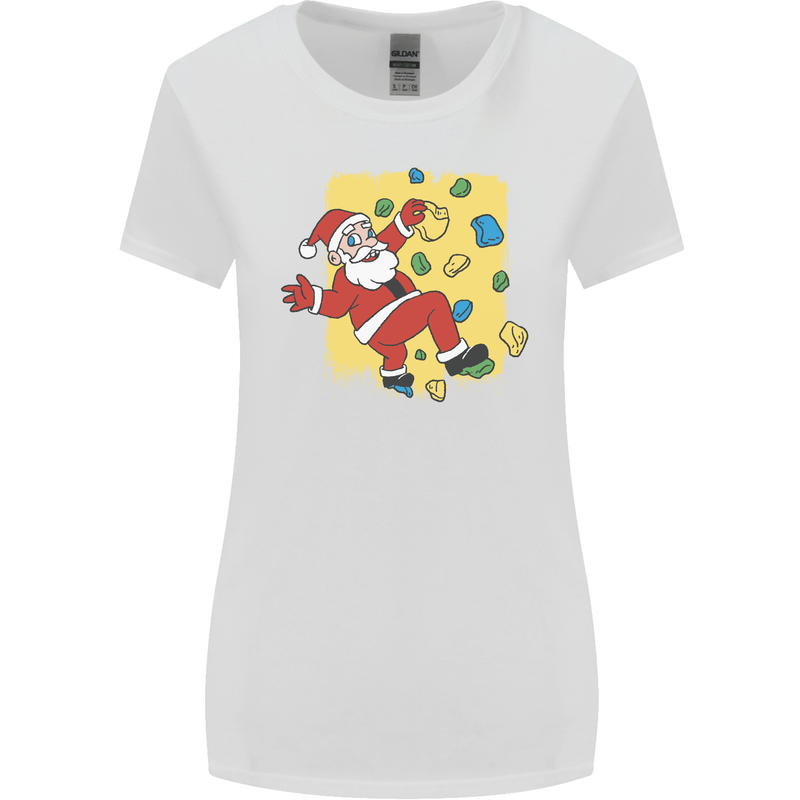 Rock Climbing Santa Funny Christmas Climber Womens Wider Cut T-Shirt White