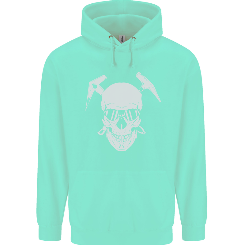 Rock Climbing Skull Mountain Climber Childrens Kids Hoodie Peppermint