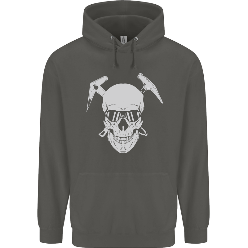 Rock Climbing Skull Mountain Climber Childrens Kids Hoodie Storm Grey