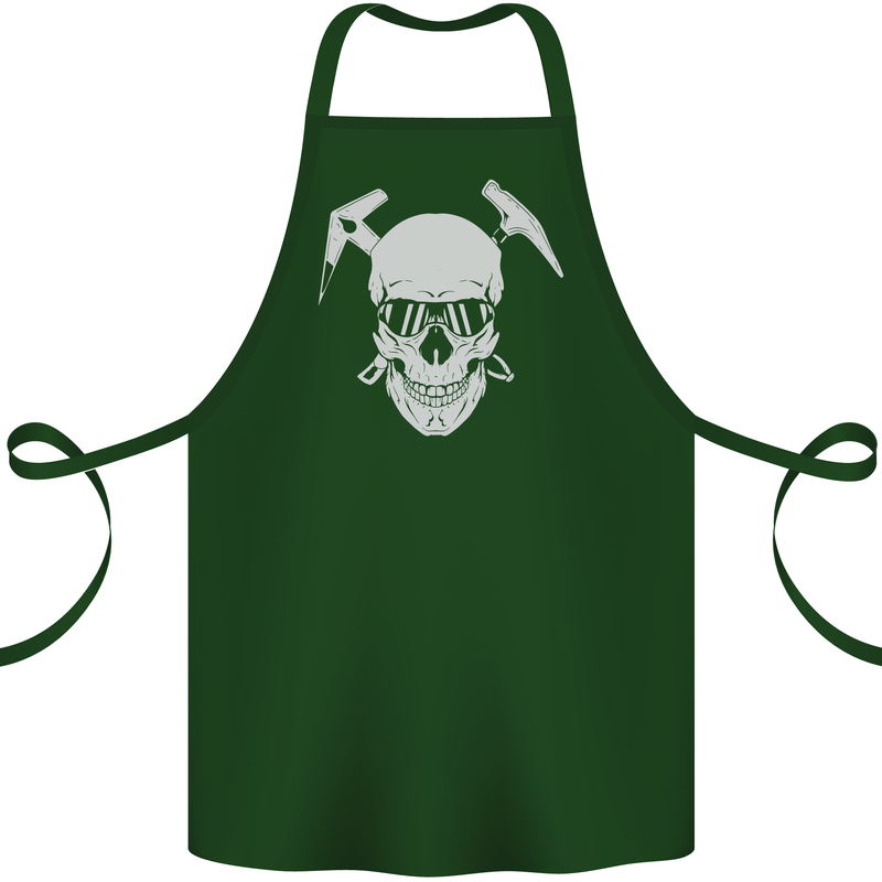 Rock Climbing Skull Mountain Climber Cotton Apron 100% Organic Forest Green