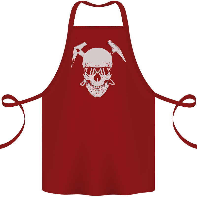 Rock Climbing Skull Mountain Climber Cotton Apron 100% Organic Maroon