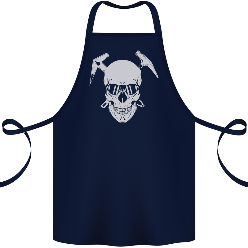 Rock Climbing Skull Mountain Climber Cotton Apron 100% Organic Navy Blue