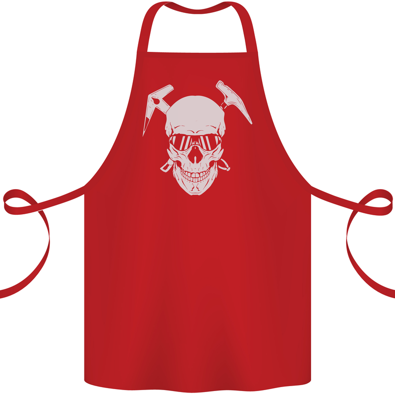 Rock Climbing Skull Mountain Climber Cotton Apron 100% Organic Red