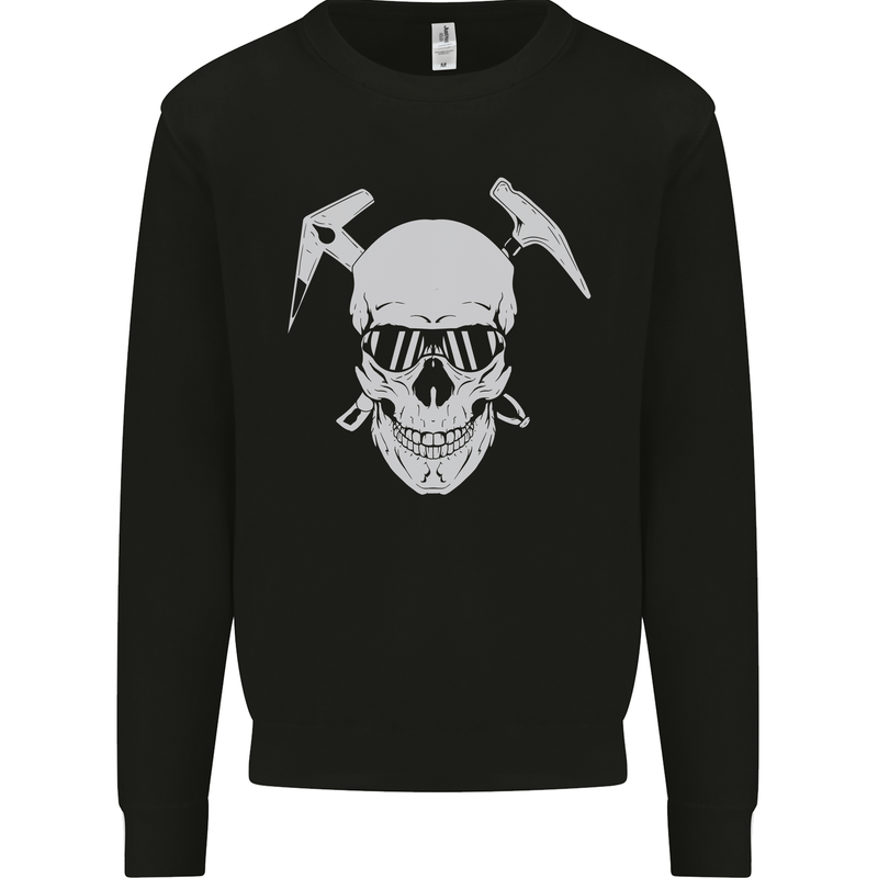 Rock Climbing Skull Mountain Climber Kids Sweatshirt Jumper Black