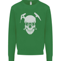 Rock Climbing Skull Mountain Climber Kids Sweatshirt Jumper Irish Green