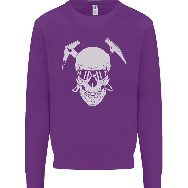Rock Climbing Skull Mountain Climber Kids Sweatshirt Jumper Purple