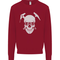 Rock Climbing Skull Mountain Climber Kids Sweatshirt Jumper Red