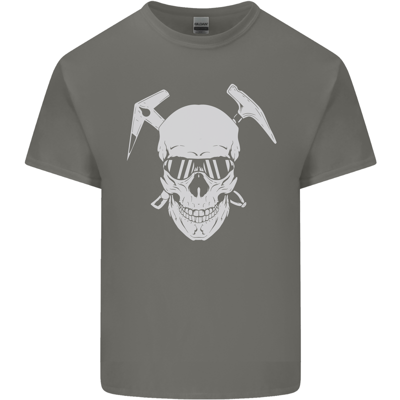 Rock Climbing Skull Mountain Climber Kids T-Shirt Childrens Charcoal