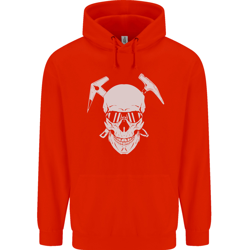 Rock Climbing Skull Mountain Climber Mens 80% Cotton Hoodie Bright Red