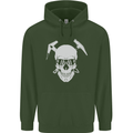 Rock Climbing Skull Mountain Climber Mens 80% Cotton Hoodie Forest Green