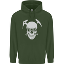 Rock Climbing Skull Mountain Climber Mens 80% Cotton Hoodie Forest Green
