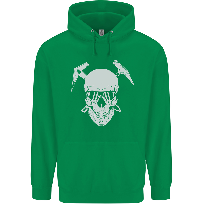 Rock Climbing Skull Mountain Climber Mens 80% Cotton Hoodie Irish Green