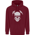 Rock Climbing Skull Mountain Climber Mens 80% Cotton Hoodie Maroon