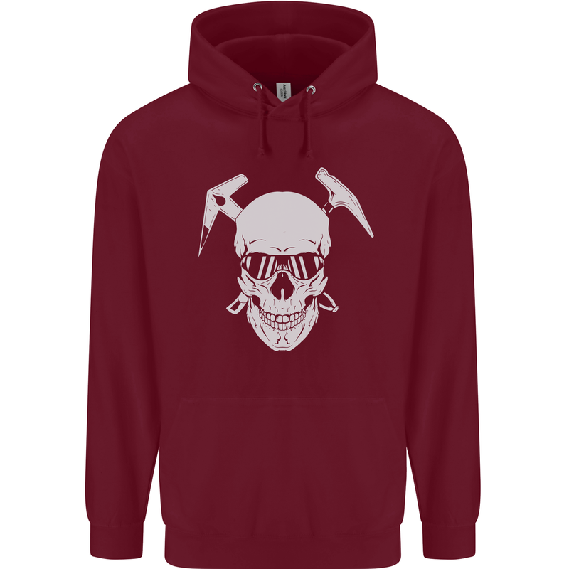 Rock Climbing Skull Mountain Climber Mens 80% Cotton Hoodie Maroon