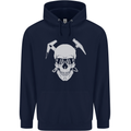 Rock Climbing Skull Mountain Climber Mens 80% Cotton Hoodie Navy Blue