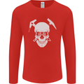 Rock Climbing Skull Mountain Climber Mens Long Sleeve T-Shirt Red