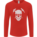 Rock Climbing Skull Mountain Climber Mens Long Sleeve T-Shirt Red