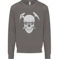 Rock Climbing Skull Mountain Climber Mens Sweatshirt Jumper Charcoal