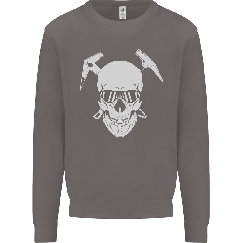 Rock Climbing Skull Mountain Climber Mens Sweatshirt Jumper Charcoal