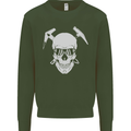 Rock Climbing Skull Mountain Climber Mens Sweatshirt Jumper Forest Green