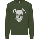 Rock Climbing Skull Mountain Climber Mens Sweatshirt Jumper Forest Green