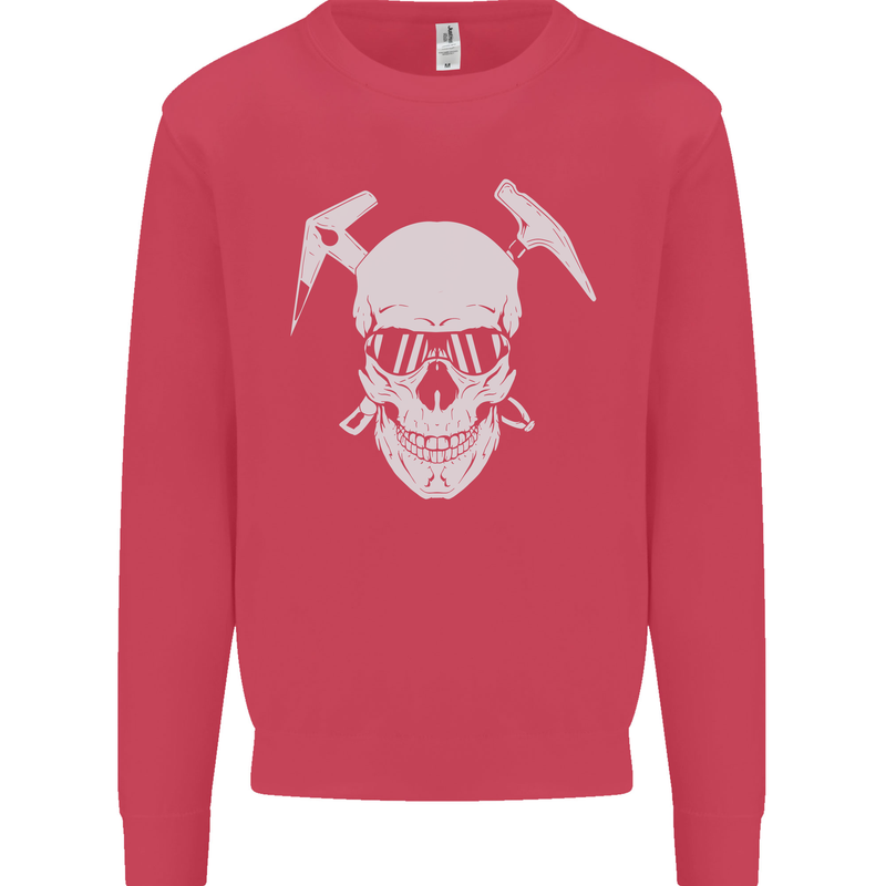 Rock Climbing Skull Mountain Climber Mens Sweatshirt Jumper Heliconia