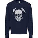 Rock Climbing Skull Mountain Climber Mens Sweatshirt Jumper Navy Blue