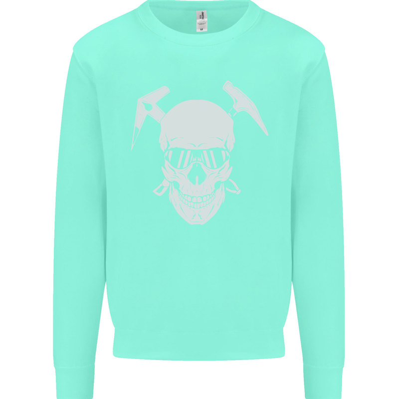 Rock Climbing Skull Mountain Climber Mens Sweatshirt Jumper Peppermint