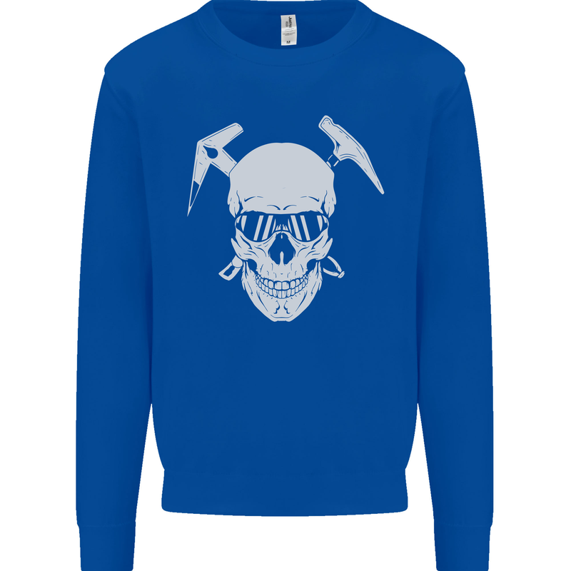 Rock Climbing Skull Mountain Climber Mens Sweatshirt Jumper Royal Blue
