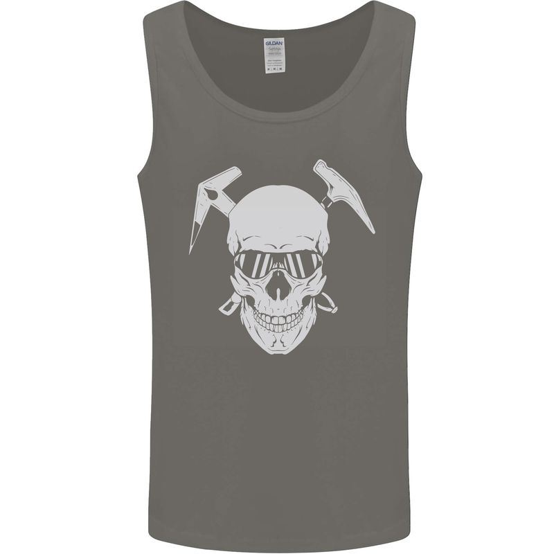 Rock Climbing Skull Mountain Climber Mens Vest Tank Top Charcoal