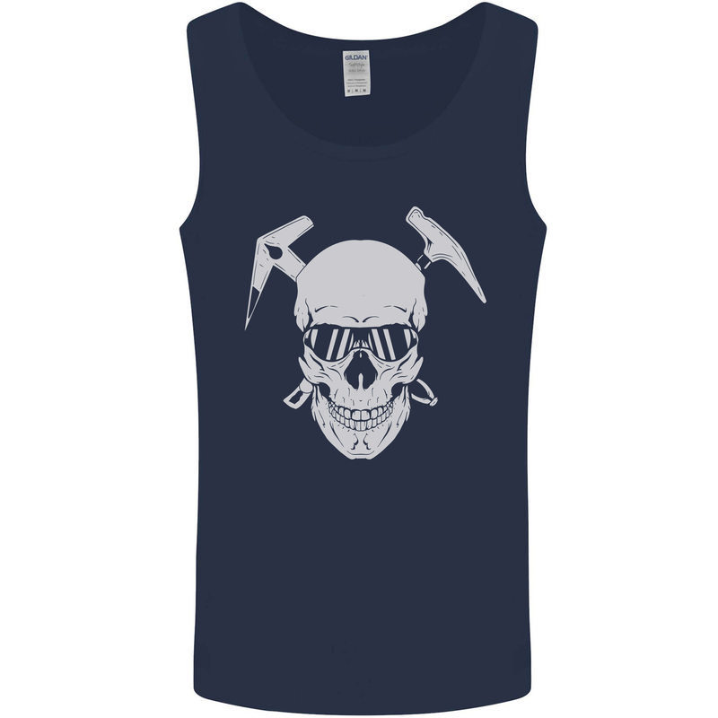Rock Climbing Skull Mountain Climber Mens Vest Tank Top Navy Blue