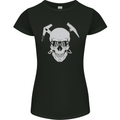 Rock Climbing Skull Mountain Climber Womens Petite Cut T-Shirt Black