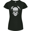 Rock Climbing Skull Mountain Climber Womens Petite Cut T-Shirt Black