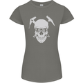 Rock Climbing Skull Mountain Climber Womens Petite Cut T-Shirt Charcoal