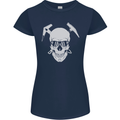 Rock Climbing Skull Mountain Climber Womens Petite Cut T-Shirt Navy Blue