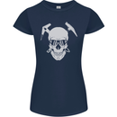 Rock Climbing Skull Mountain Climber Womens Petite Cut T-Shirt Navy Blue