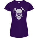 Rock Climbing Skull Mountain Climber Womens Petite Cut T-Shirt Purple