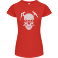 Rock Climbing Skull Mountain Climber Womens Petite Cut T-Shirt Red