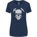 Rock Climbing Skull Mountain Climber Womens Wider Cut T-Shirt Navy Blue