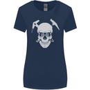 Rock Climbing Skull Mountain Climber Womens Wider Cut T-Shirt Navy Blue