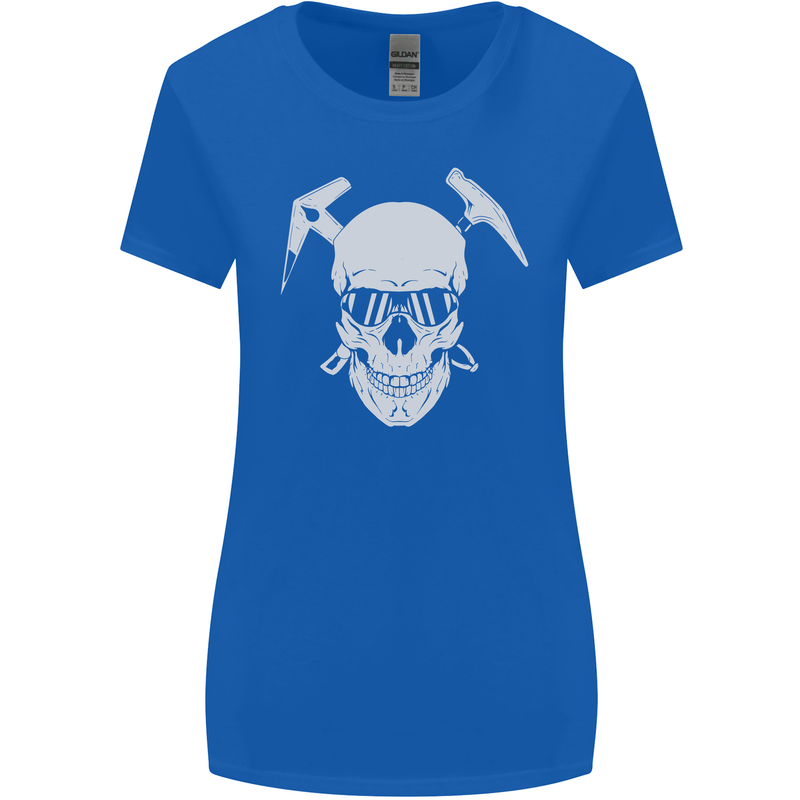 Rock Climbing Skull Mountain Climber Womens Wider Cut T-Shirt Royal Blue