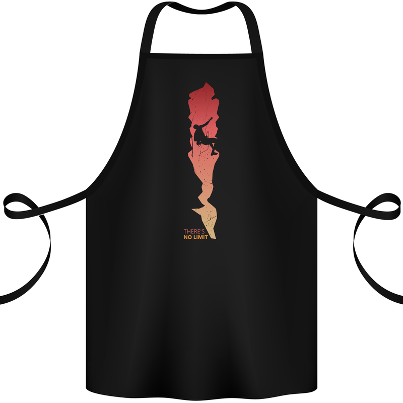 Rock Climbing There's No Limit Climber Cotton Apron 100% Organic Black