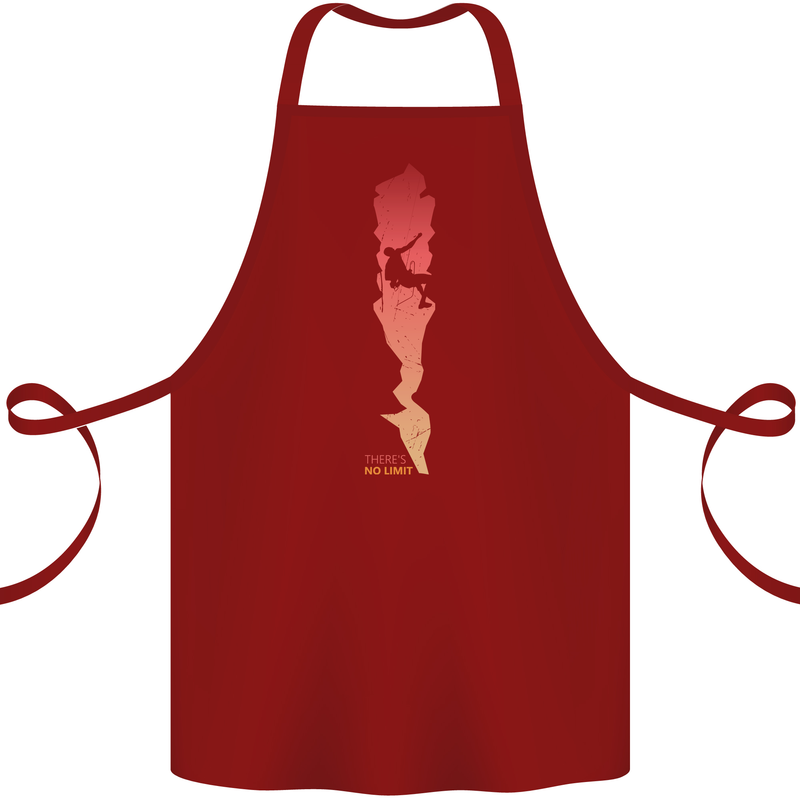 Rock Climbing There's No Limit Climber Cotton Apron 100% Organic Maroon